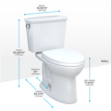 Toto Drake Transitional Two-Piece Elongated 1.28 GPF Universal Height Tornado Flush Toilet With 10 Inch Rough-In, Cefiontect, And Softclose Seat, Washlet+ Ready, Cotton White - MS786124CEFG.10#01