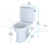 Toto Drake II Two-Piece Round 1.28 GPF Universal Height Toilet With Cefiontect And Right-Hand Trip Lever, Cotton White - CST453CEFRG#01