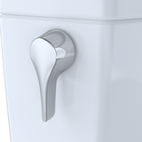 Toto Drake II Two Piece Elongated Universal Height Toilet with CEFIONTECT and Right Hand Lever 1.0 GPF Less Seat in Cotton White