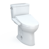 Toto Drake Washlet+ Two-Piece Elongated 1.6 GPF Universal Height Tornado Flush Toilet With C2 Bidet Seat, Cotton White - MW7763074CSFG#01