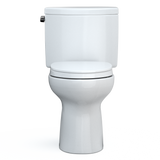 Toto Drake II Two-Piece Elongated 1.28 GPF Universal Height Toilet With Cefiontect And SS124 Softclose Seat, Washlet+ Ready, Cotton White - MS454124CEFG#01