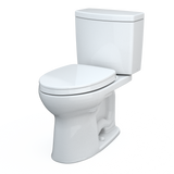 Toto Drake II 1G Two-Piece Elongated 1.0 GPF Universal Height Toilet With Cefiontect And SS124 Softclose Seat, Washlet+ Ready, Cotton White - MS454124CUFG#01