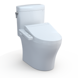 Toto Washlet+ Aquia IV Cube Two-Piece Elongated Dual Flush 1.28 And 0.9 GPF Toilet With C2 Bidet Seat, Cotton White - MW4363074CEMFGN#01