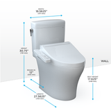 Toto Washlet+ Aquia IV Cube Two-Piece Elongated Dual Flush 1.28 And 0.9 GPF Toilet With C2 Bidet Seat, Cotton White - MW4363074CEMFGN#01