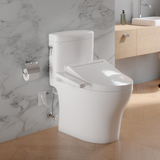 Toto Washlet+ Aquia IV Cube Two-Piece Elongated Dual Flush 1.28 And 0.9 GPF Toilet With C2 Bidet Seat, Cotton White - MW4363074CEMFGN#01