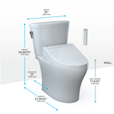 Toto Washlet+ Aquia IV Arc Two-Piece Elongated Dual Flush 1.28 And 0.9 GPF Toilet With C5 Bidet Seat, Cotton White - MW4483084CEMFGN#01