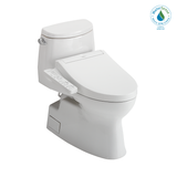 Toto Washlet+ Carlyle II One-Piece Elongated 1.28 GPF Toilet And Washlet+ C2 Bidet Seat, Cotton White - MW6143074CEFG#01