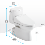 Toto Washlet+ Carlyle II One-Piece Elongated 1.28 GPF Toilet And Washlet+ C5 Bidet Seat, Cotton White - MW6143084CEFG#01