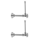 Jaclo Quarter Turn Angle Pattern 5/8" O.D. Compression x 3/8" O.D. Faucet Supply Kit Standard Cross Handle, 20" Supply Tubes, Cover Tubes, Escutcheons in Polished Nickel - 621-62CT-PN