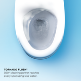 Toto Carolina II One Piece Elongated Auto Flush Washlet+ Ready Universal Height Toilet with CEFIONTECT 1.28 GPF Less Seat in Cotton White