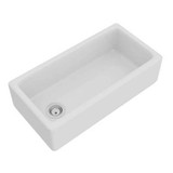 Rohl RC3618WH Shaws Original Lancaster Single Bowl Apron Front Fireclay Kitchen Sink, White