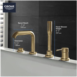 Grohe Essence 19578A0A 4-Hole Single-Handle Deck Mount Roman Tub Faucet with 1.75 GPM Hand Shower in Grohe Hard Graphite