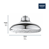 Grohe Rainshower 267892430 Shower Head, 6-1/2" - 3 Sprays, 1.75gpm in Matte Black