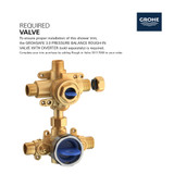 Grohe Eurocube 29426EN0 EUROCUBE PRESSURE BALANCE VALVE TRIM WITH 3-WAY DIVERTER WITH CARTRIDGE in Grohe Brushed Nickel