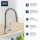 Grohe Concetto 326652433 Concetto Single-Handle Pull-Down Kitchen Faucet Dual Spray 1.75 GPM in Matte Black