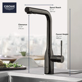 Grohe Essence 302712430 Single-Handle Pull-Out Kitchen Faucet Dual Spray 1.75 GPM in Matte Black