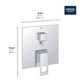 Grohe Eurocube 29422A00 EUROCUBE PRESSURE BALANCE VALVE TRIM WITH 2-WAY DIVERTER WITH CARTRIDGE in Grohe Hard Graphite