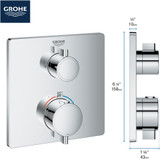 Grohe Grohtherm 241102430 Single Function 2-Handle Thermostatic Valve Trim in Matte Black