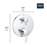 Grohe Cosmopolitan 29434000 COSMOPOLITAN PRESSURE BALANCE VALVE TRIM WITH 2-WAY DIVERTER WITH CARTRIDGE in Grohe Chrome