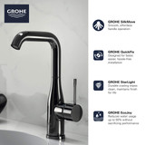 Grohe Essence 234862431 Single Hole Single-Handle L-Size Bathroom Faucet 1.2 GPM in Matte Black