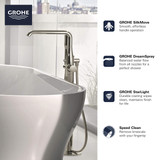Grohe Essence 23491GNA Single-Handle Freestanding Tub Faucet with 1.75 GPM Hand Shower in Grohe Brushed Cool Sunrise