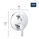 Grohe Lineare 29421EN0 LINEARE PRESSURE BALANCE VALVE TRIM WITH 2-WAY DIVERTER WITH CARTRIDGE in Grohe Brushed Nickel