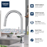 Grohe Tempesta 26409GN0 210 Shower Head, 8" - 1 Spray, 1.75 gpm in Grohe Brushed Cool Sunrise