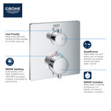 Grohe Grohtherm 24111A00 Dual Function 2-Handle Thermostatic Valve Trim in Grohe Hard Graphite