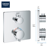 Grohe Grohtherm 24111A00 Dual Function 2-Handle Thermostatic Valve Trim in Grohe Hard Graphite