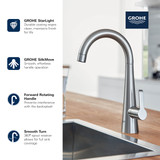 Grohe Zedra 30026DC2 Single-Handle Beverage Faucet (Cold Water Only) with Filtration 1.75 GPM in Grohe Supersteel