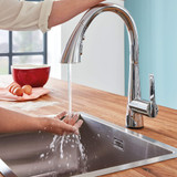 Grohe Zedra 30205002 Single-Handle Pull Down Kitchen Faucet Triple Spray 1.75 GPM with Touch Technology in Grohe Chrome