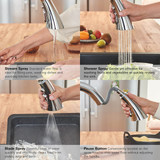 Grohe Zedra 30205002 Single-Handle Pull Down Kitchen Faucet Triple Spray 1.75 GPM with Touch Technology in Grohe Chrome