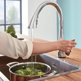 Grohe Zedra 30205002 Single-Handle Pull Down Kitchen Faucet Triple Spray 1.75 GPM with Touch Technology in Grohe Chrome