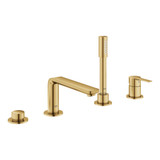 Grohe Lineare 19577GN1 4-Hole Single-Handle Deck Mount Roman Tub Faucet with 1.75 GPM Hand Shower in Grohe Brushed Cool Sunrise