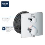 Grohe Grohtherm 24110A00 Single Function 2-Handle Thermostatic Valve Trim in Grohe Hard Graphite