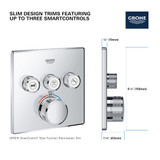Grohe Grohtherm 29142A00 Triple Function Thermostatic Valve Trim in Grohe Hard Graphite