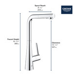 Grohe Zedra 33893002 Single-Handle Pull-Out Kitchen Faucet Dual Spray 1.75 GPM in Grohe Chrome