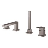 Grohe Eurocube 19897A01 4-Hole Single-Handle Deck Mount Roman Tub Faucet with 1.75 GPM Hand Shower in Grohe Hard Graphite