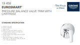 Grohe Eurosmart 19458003 Pressure Balance Valve Trim with Cartridge in Grohe Chrome