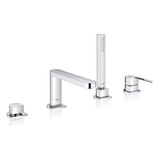 Grohe Plus 29307003 4-Hole Single-Handle Deck Mount Roman Tub Faucet with 1.75 GPM Hand Shower in Grohe Chrome