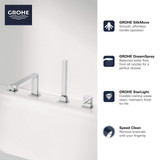 Grohe Plus 29307003 4-Hole Single-Handle Deck Mount Roman Tub Faucet with 1.75 GPM Hand Shower in Grohe Chrome