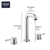 Grohe Essence 20297A0A 8-inch Widespread 2-Handle M-Size Bathroom Faucet 1.2 GPM in Grohe Hard Graphite