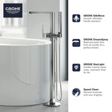 Grohe Plus 23846003 Single-Handle Freestanding Tub Faucet with 1.75 GPM Hand Shower in Grohe Chrome