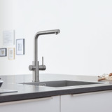 Grohe Blue 31608DC2 Single-Handle Pull-Out Kitchen Faucet Single Spray 1.75 GPM With Chilled & Sparkling Water in Grohe Supersteel