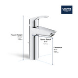Grohe Eurosmart 23990003 Single Hole Single-Handle M-Size Bathroom Faucet 1.2 GPM in Grohe Chrome