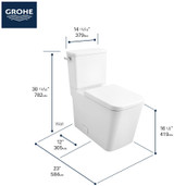 Grohe Eurocube 39662000 Two-piece Right Height Elongated Toilet with seat, Left-Hand Trip Lever in Grohe Alpine White