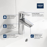 Grohe Eurosmart 32642003 Single Hole Single-Handle S-Size Bathroom Faucet 1.2 GPM in Grohe Chrome