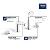 Grohe Eurosmart 25245EN3 4-Hole Single Handle Deck Mount Roman Tub Faucet with 1.75 GPM Hand Shower in Grohe Brushed Nickel
