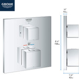 Grohe Grohtherm 24157000 Single Function 2-Handle Thermostatic Valve Trim in Grohe Chrome