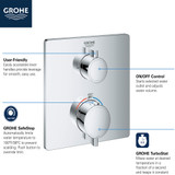Grohe Grohtherm 24110EN0 Single Function 2-Handle Thermostatic Valve Trim in Grohe Brushed Nickel